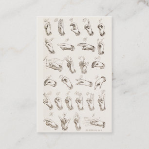Vintage ASL Sign Language Introduction Business Card