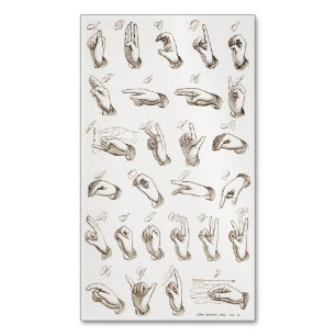 Vintage ASL Sign Language Introduction Magnetic Business Card