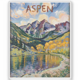 Vintage Aspen Colorado Maroon Bells Landscape