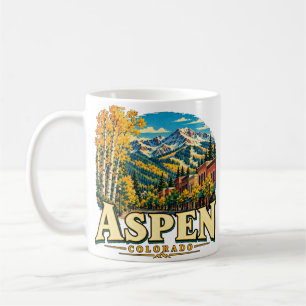 Vintage Aspen Colorado Travel Art Landmark Coffee Mug