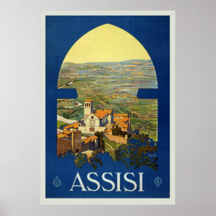 Vintage Assisi, Italy Travel Poster