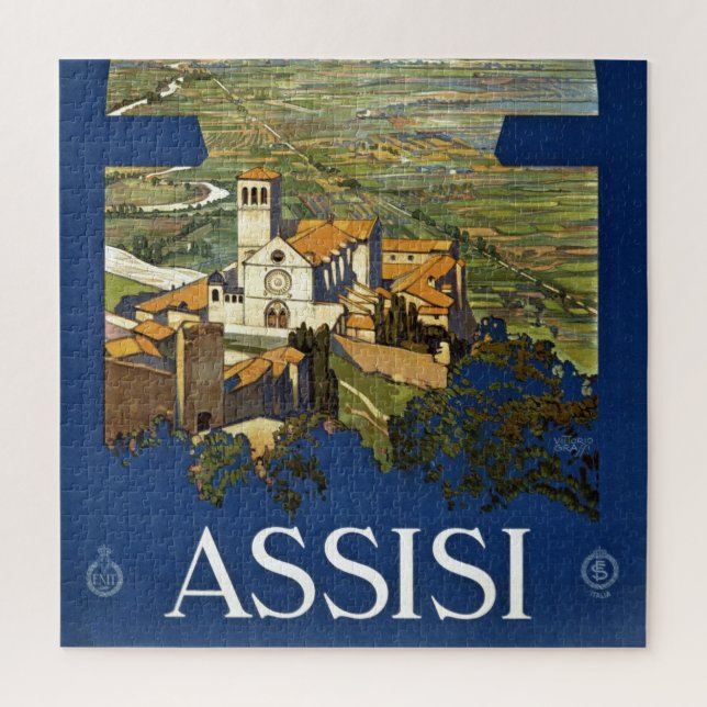 Vintage Assisi Italy Travel Tourism Advertisement Jigsaw Puzzle (Vertical)
