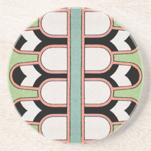 Vintage Assyrian Art Deco Geometric Pattern Mint Coaster