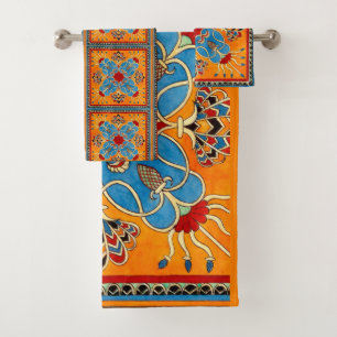 Vintage Assyrian Ornament Bath Towel Set