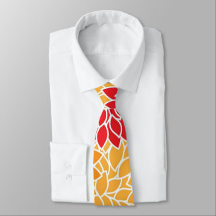 Vintage aster flowers. orange, yellow, red, girly tie