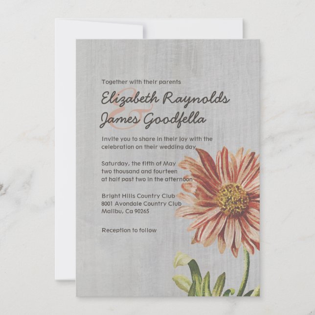 Vintage Aster Wedding Invitations (Front)