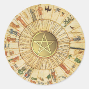 Vintage Astrology Divination Gold Pentacle Pagan Classic Round Sticker