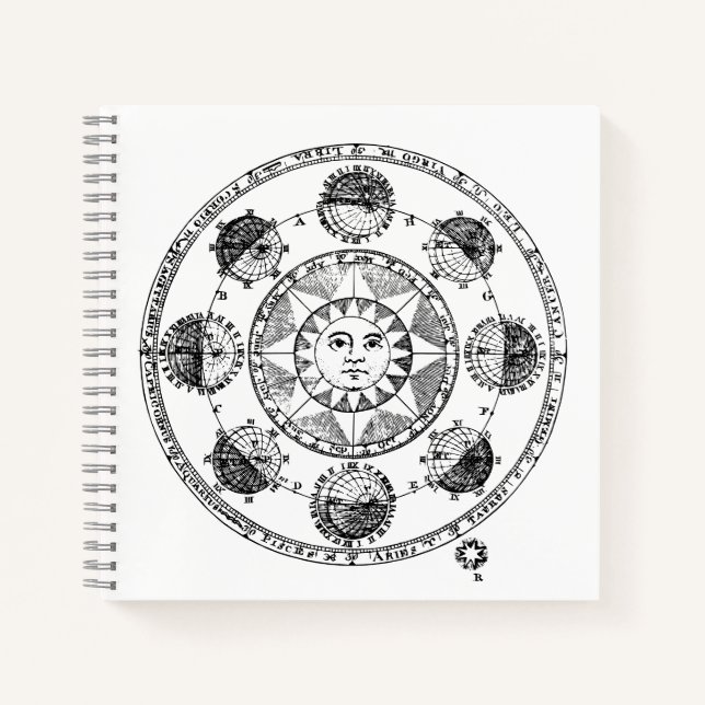 Vintage Astrology Zodiac Wheel Notebook (Front)