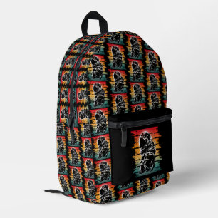 Vintage Astronaut Black And White Printed Backpack