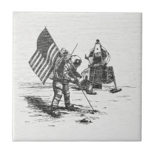Vintage Astronaut - Moon Landing Ceramic Tile