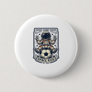 Vintage Astronaut Soccer Peace Sign Shirt Design_1 6 Cm Round Badge