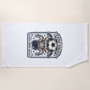 Vintage Astronaut Soccer Peace Sign Shirt Design_1 Beach Towel