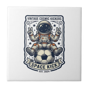 Vintage Astronaut Soccer Peace Sign Shirt Design_1 Ceramic Tile