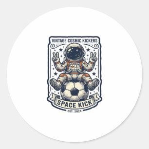 Vintage Astronaut Soccer Peace Sign Shirt Design_1 Classic Round Sticker