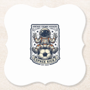 Vintage Astronaut Soccer Peace Sign Shirt Design_1 Paper Coaster