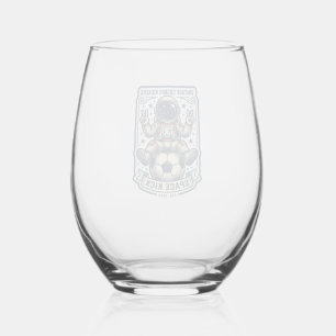 Vintage Astronaut Soccer Peace Sign Shirt Design_1 Stemless Wine Glass