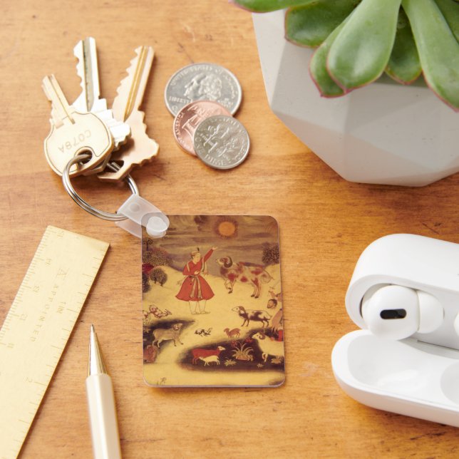 Vintage Astronomy, Antique Asian Celestial Art Key Ring (Desk)