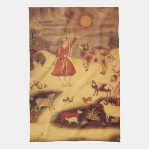 Vintage Astronomy, Antique Asian Celestial Art Tea Towel