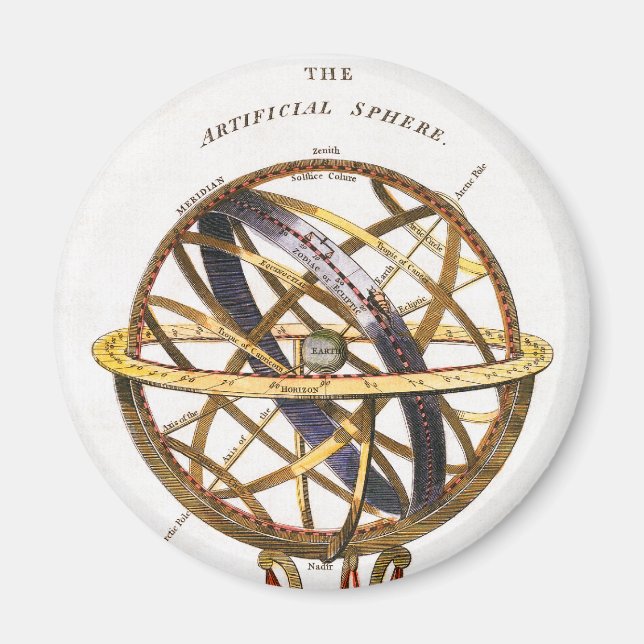 Vintage Astronomy, Artificial or Armillary Sphere Magnet (Front)