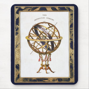 Vintage Astronomy, Artificial or Armillary Sphere Mouse Pad