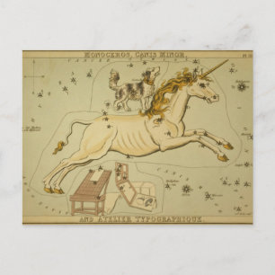 Vintage astronomy astrology Monoceros unicorn Postcard