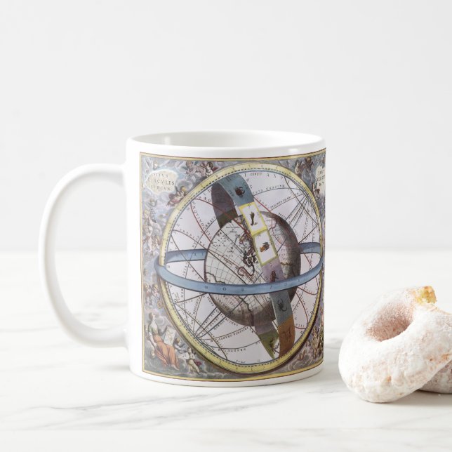 Vintage Astronomy, Celestial by Andreas Cellarius Coffee Mug (With Donut)