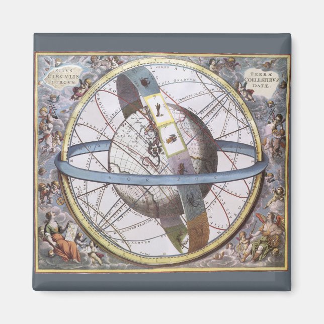Vintage Astronomy, Celestial by Andreas Cellarius Magnet (Front)