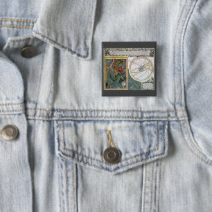 Vintage Astronomy Celestial by Matthaeus Seutter 15 Cm Square Badge
