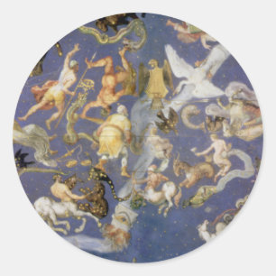 Vintage Astronomy Celestial Constellations Fresco Classic Round Sticker