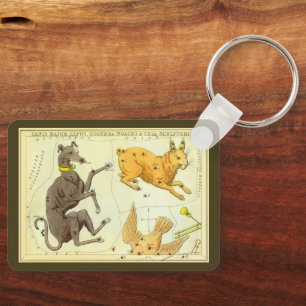 Vintage Astronomy, Celestial Map Star Chart in Sky Key Ring