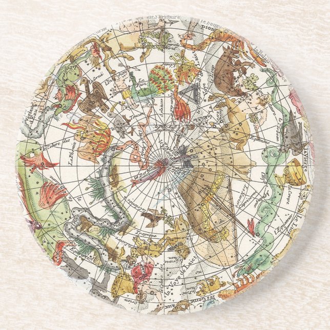 Vintage Astronomy, Celestial Planisphere Map Coaster (Front)