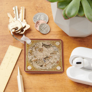 Vintage Astronomy, Celestial Planisphere Star Map Key Ring