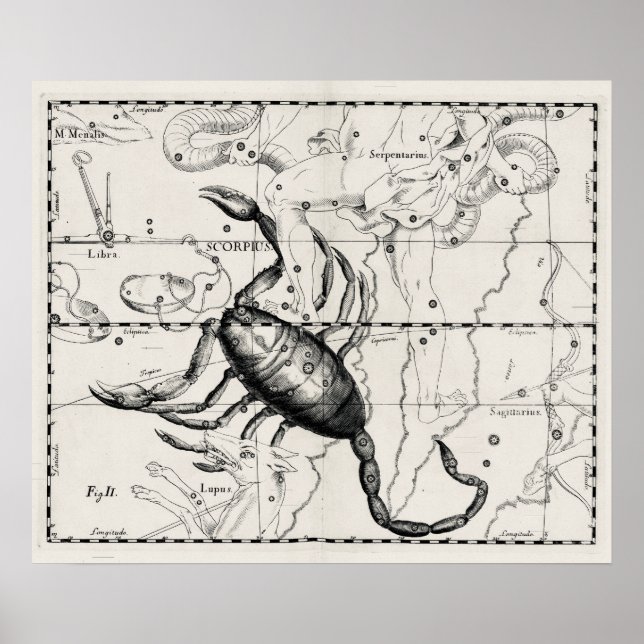 Vintage Astronomy Constellations Celestial Map  Poster (Front)