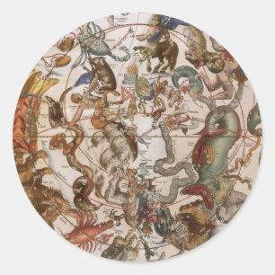 Vintage Astronomy, Constellations of Southern Sky Classic Round Sticker