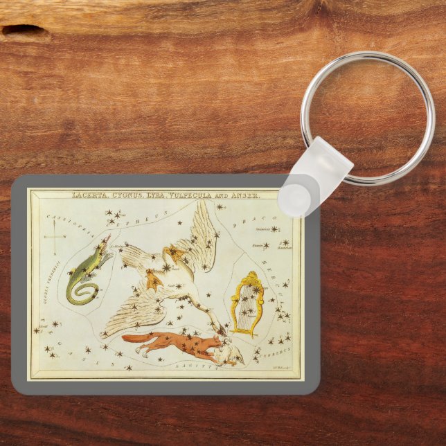 Vintage Astronomy, Constellations Stars Chart Map Key Ring (Front)