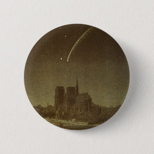 Vintage Astronomy, Donati Comet over Paris in 1858 6 Cm Round Badge