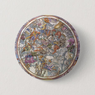 Vintage Astronomy, Map of Christian Constellations 6 Cm Round Badge