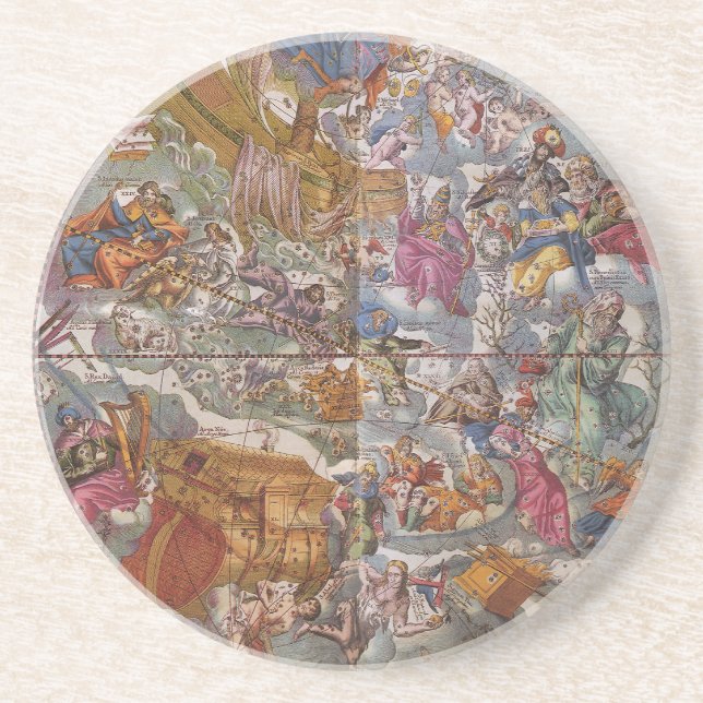 Vintage Astronomy, Map of Christian Constellations Coaster (Front)