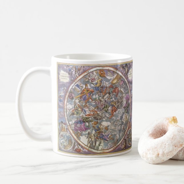 Vintage Astronomy, Map of Christian Constellations Coffee Mug (With Donut)