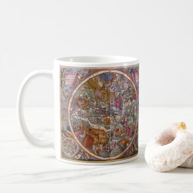 Vintage Astronomy, Map of Christian Constellations Coffee Mug (With Donut)