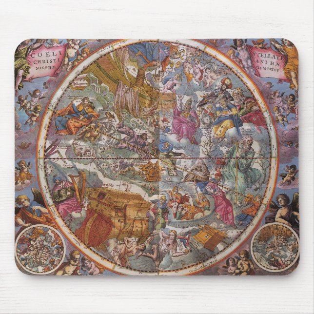 Vintage Astronomy, Map of Christian Constellations Mouse Pad (Front)