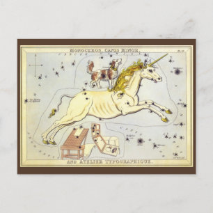 Vintage Astronomy, Monoceros Unicorn Constellation Postcard