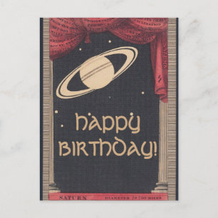 Vintage Astronomy Saturn Birthday Card