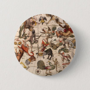 Vintage Astronomy, Star Map by Johannes van Keulen 6 Cm Round Badge