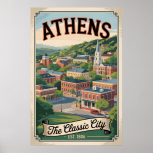 Vintage Athens Georgia Retro Travel Poster