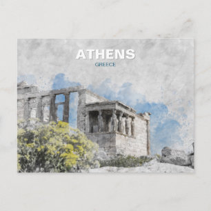 Vintage Athens Greece – Ancient City Travel Art Postcard
