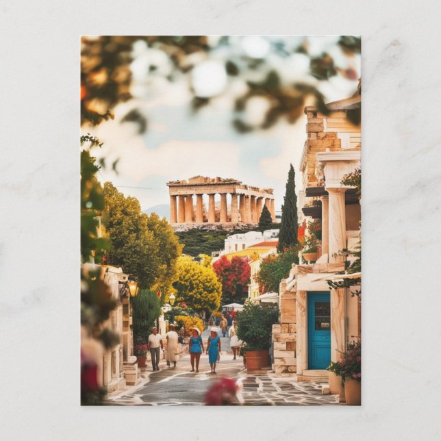 Vintage Athens Greece Travel Art  Postcard (Front)
