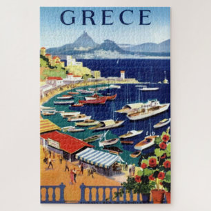 Vintage Athens Greece Travel Illustration Art Jigsaw Puzzle