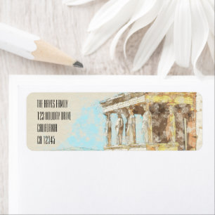 Vintage Athens Greece Travel Label – Retro Colour  Return Address Label