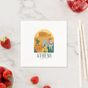 Vintage Athens Greece Travel Napkins – Parthenon